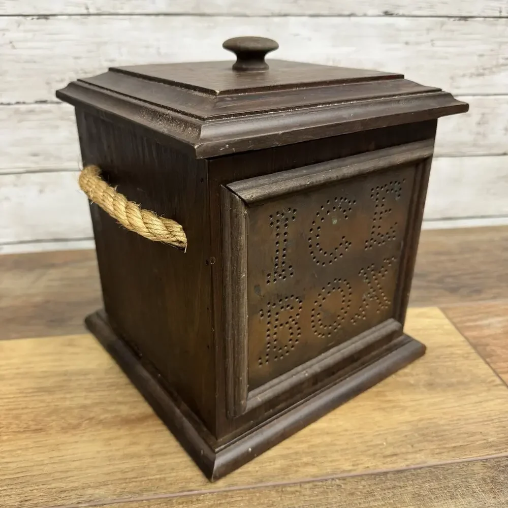 Pfaltzgraff Village Wood Ice Bucket Wood Plastic Insert Vintage